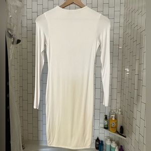 White mock neck dress
